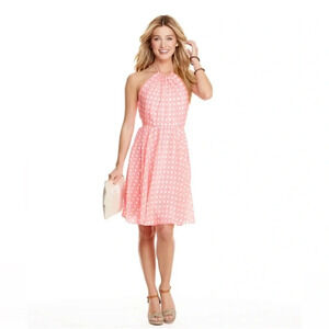 Vineyard Vine Pink Caning Halter Silk Dress Size 4